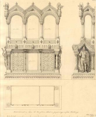 Abb. 3. Hugo von Ritgen, Entwurf für einen Bücherschrank, den sog. Minnesängerschrank, (1857/1858)