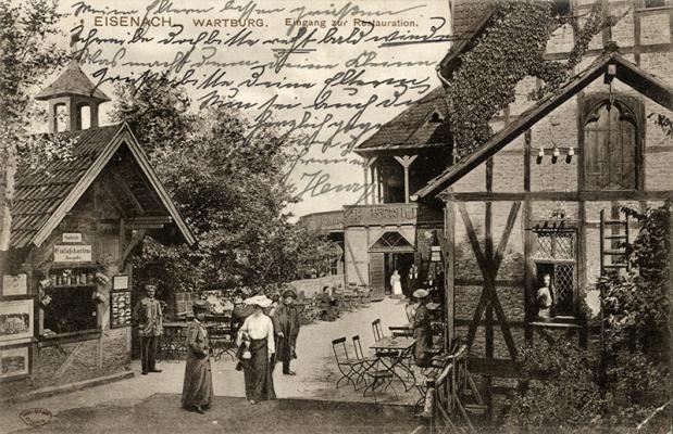 Abb. 2: Postkarte „Eisenach. Wartburg. Eingang zur Restauration“, um 1900, Louis Glaser